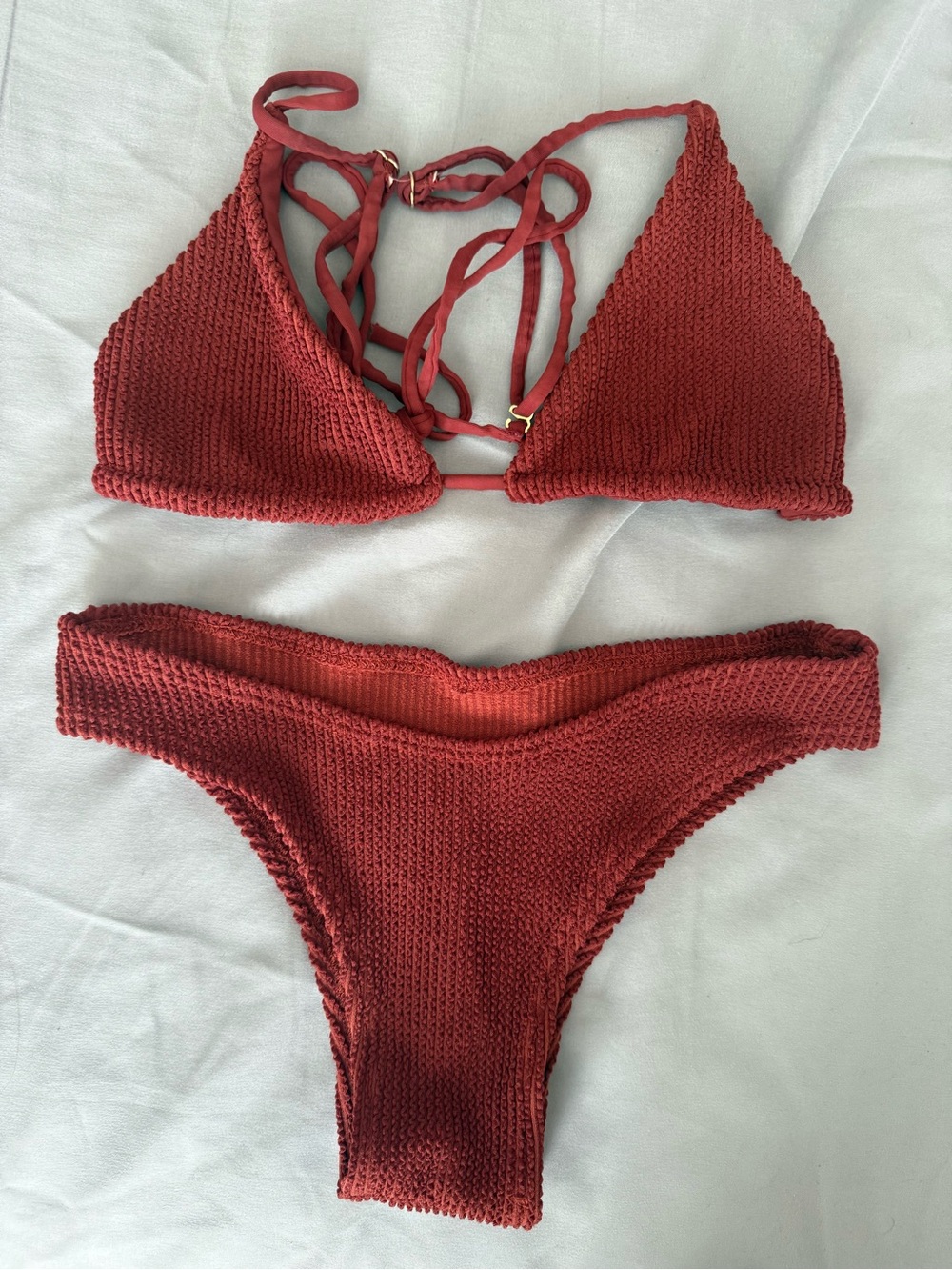 Skatie Rust Red Triangle Bikini Top